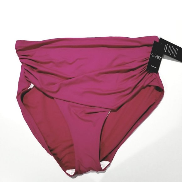 Lauren Ralph Lauren Plus Size Shirred High-Waist Swim Bottoms Size 18W - Picture 2 of 5